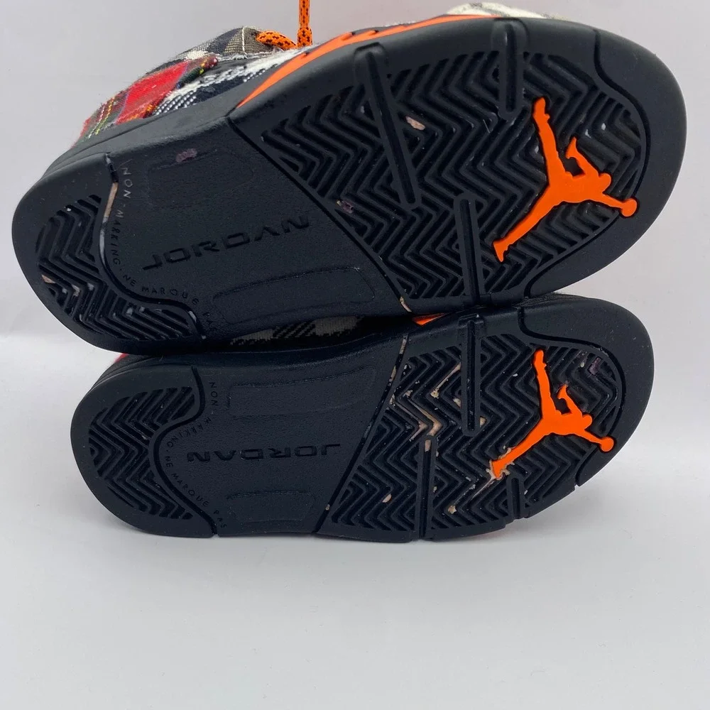 Air Jordan 5 Retro Plaid Toddler 9C Multicolor Orange Streetwear Sneakers 2023